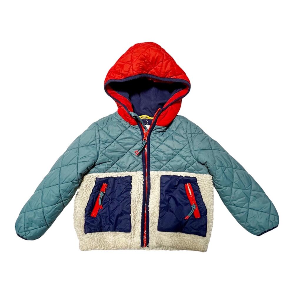 Mini Boden Borg Fleece Jacket with Hood Size 3/4